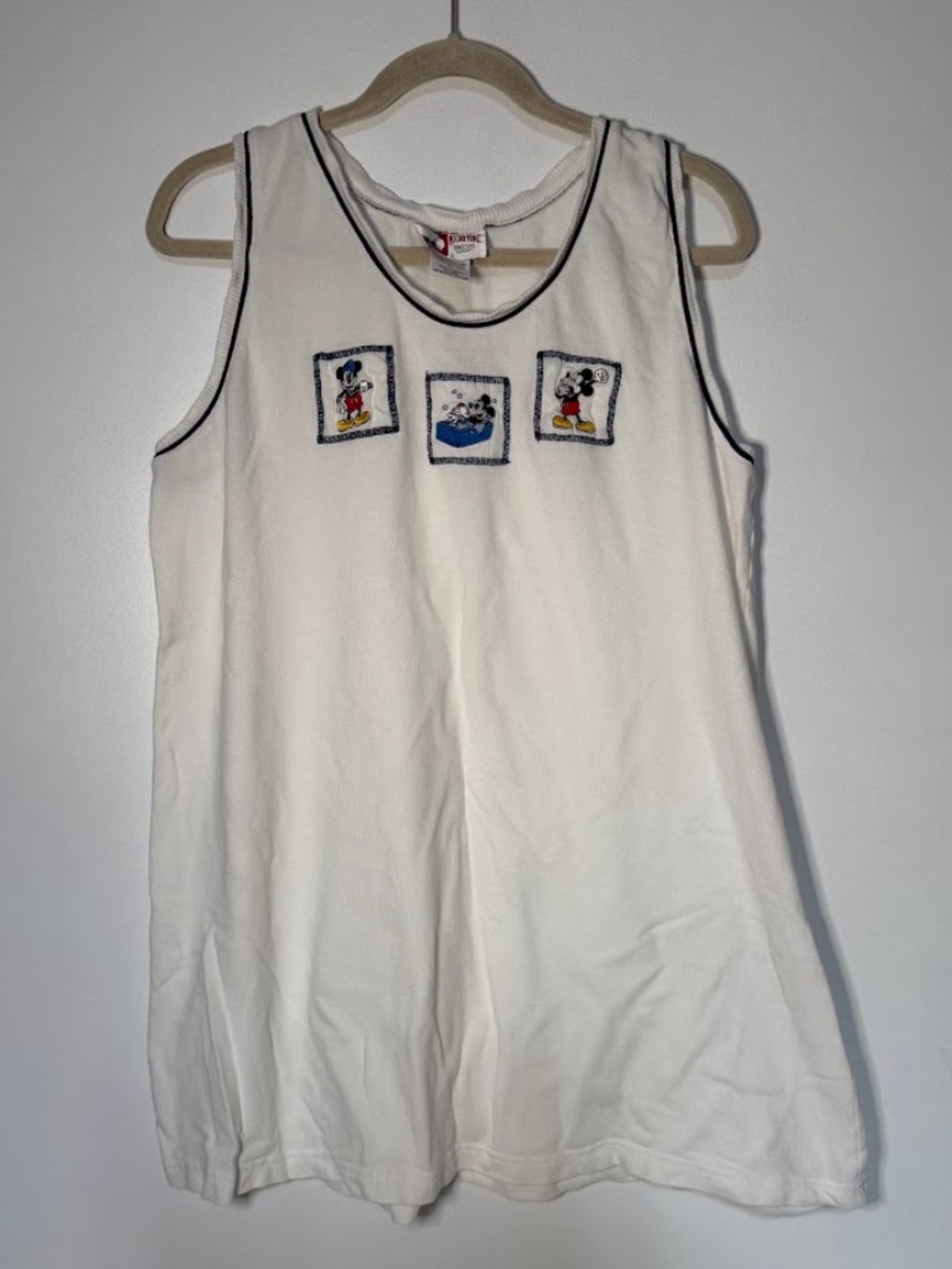 Vintage Disney Mickey Mouse Embroidered Tank Dress / Long TankTop 90s